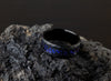 Space Galaxy Ring, Couples Set Space Galaxy Ring, His and Hers Wedding Rings, Hammered Wedding Ring Set, Black Opal and Blue Sandstone Ring