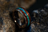 Earthen Wood - Hawaiian Koa Wood &amp; Blue Opal Tungsten Ring, 8mm
