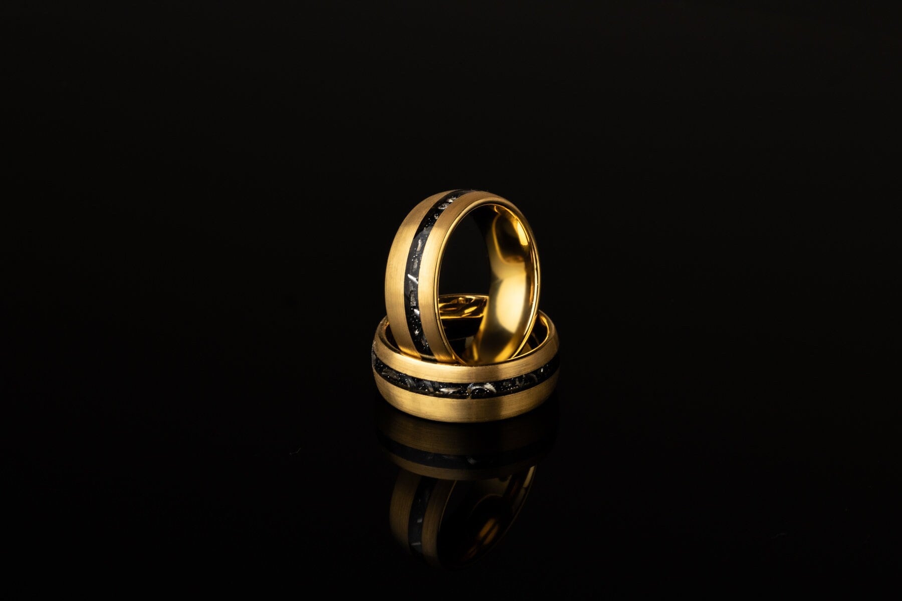 Golden Meteorite - Gold Meteorite Ring, Wedding Band for Men, 8mm