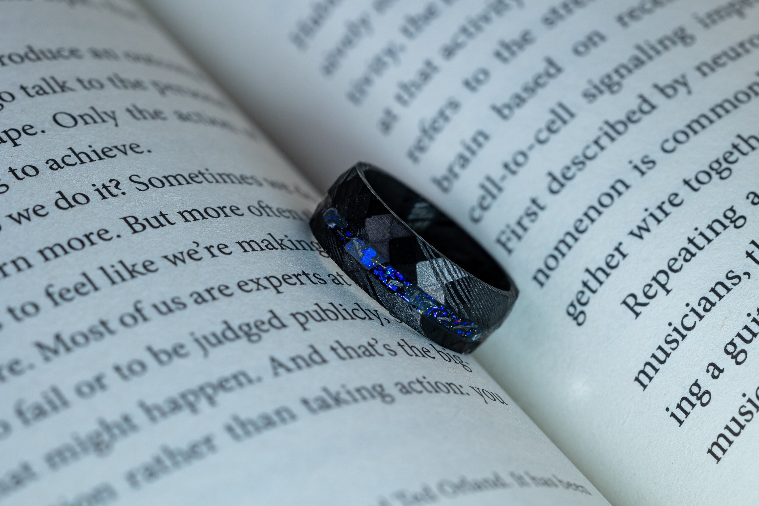 Stardust Damascus - Nebula & Meteorite Ring, 8mm