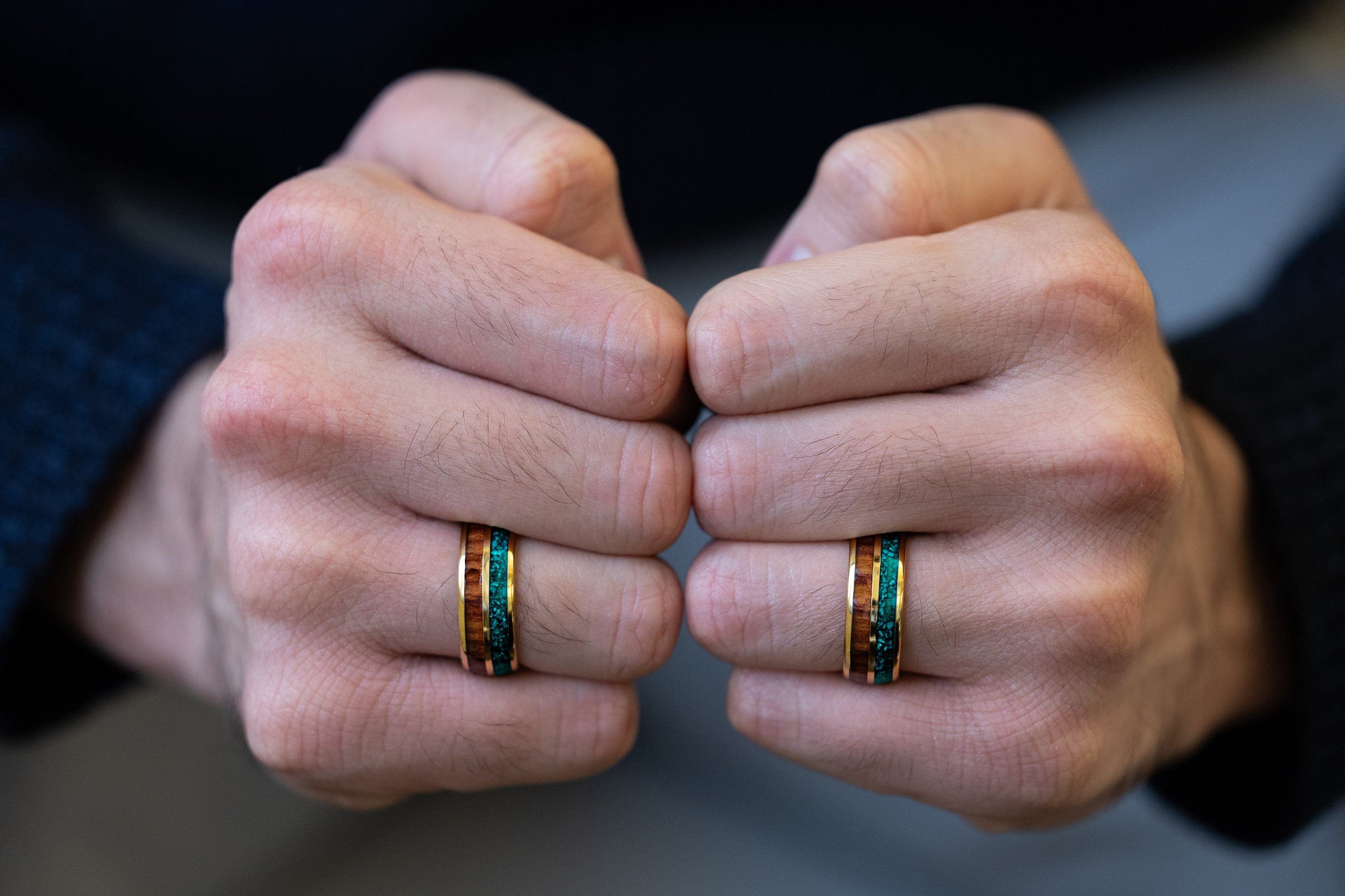 Emerald Koa Island - Malachite & Koa Wood Ring, 8mm