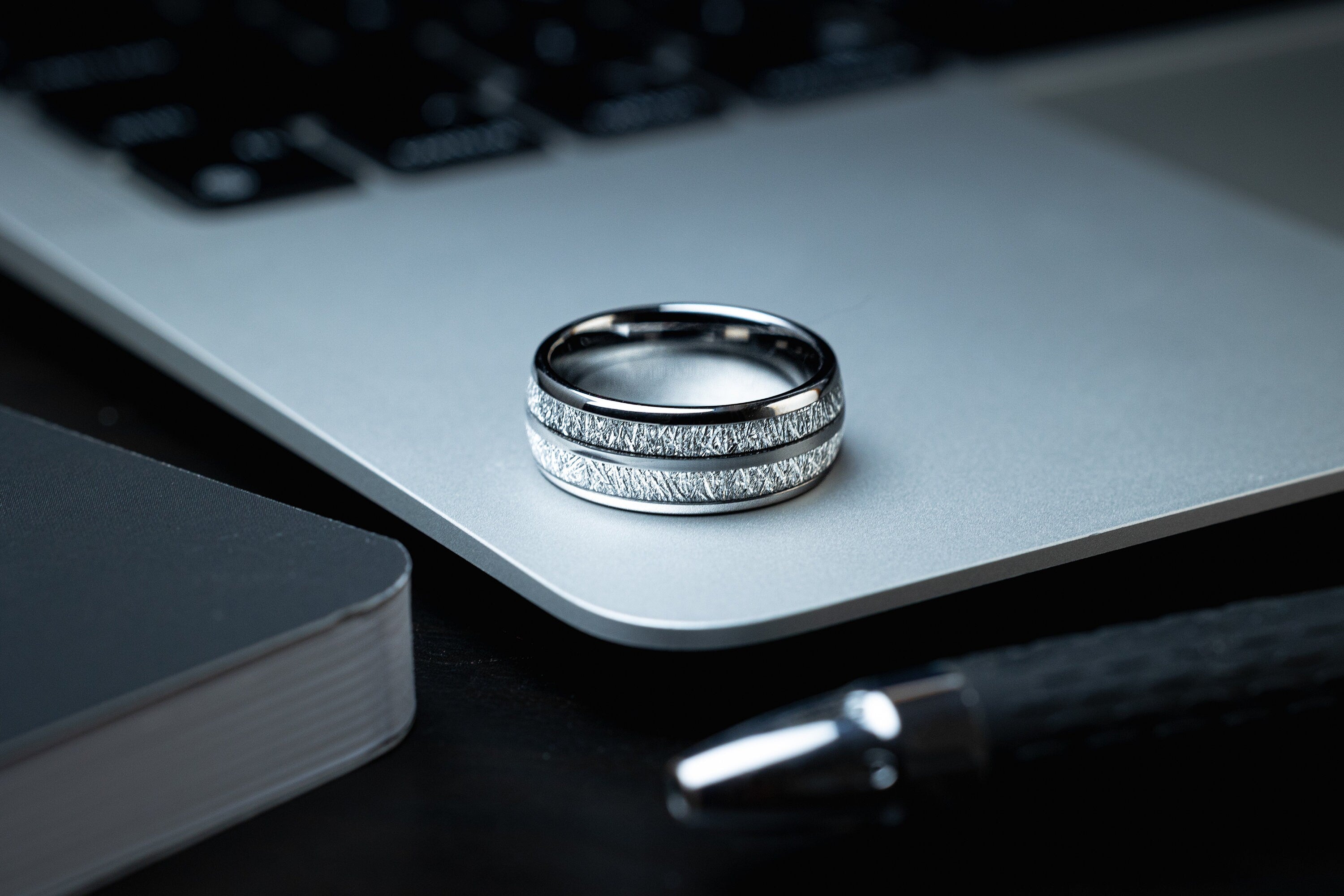 Frozen Cosmos - Silver Tungsten Ring, 8mm