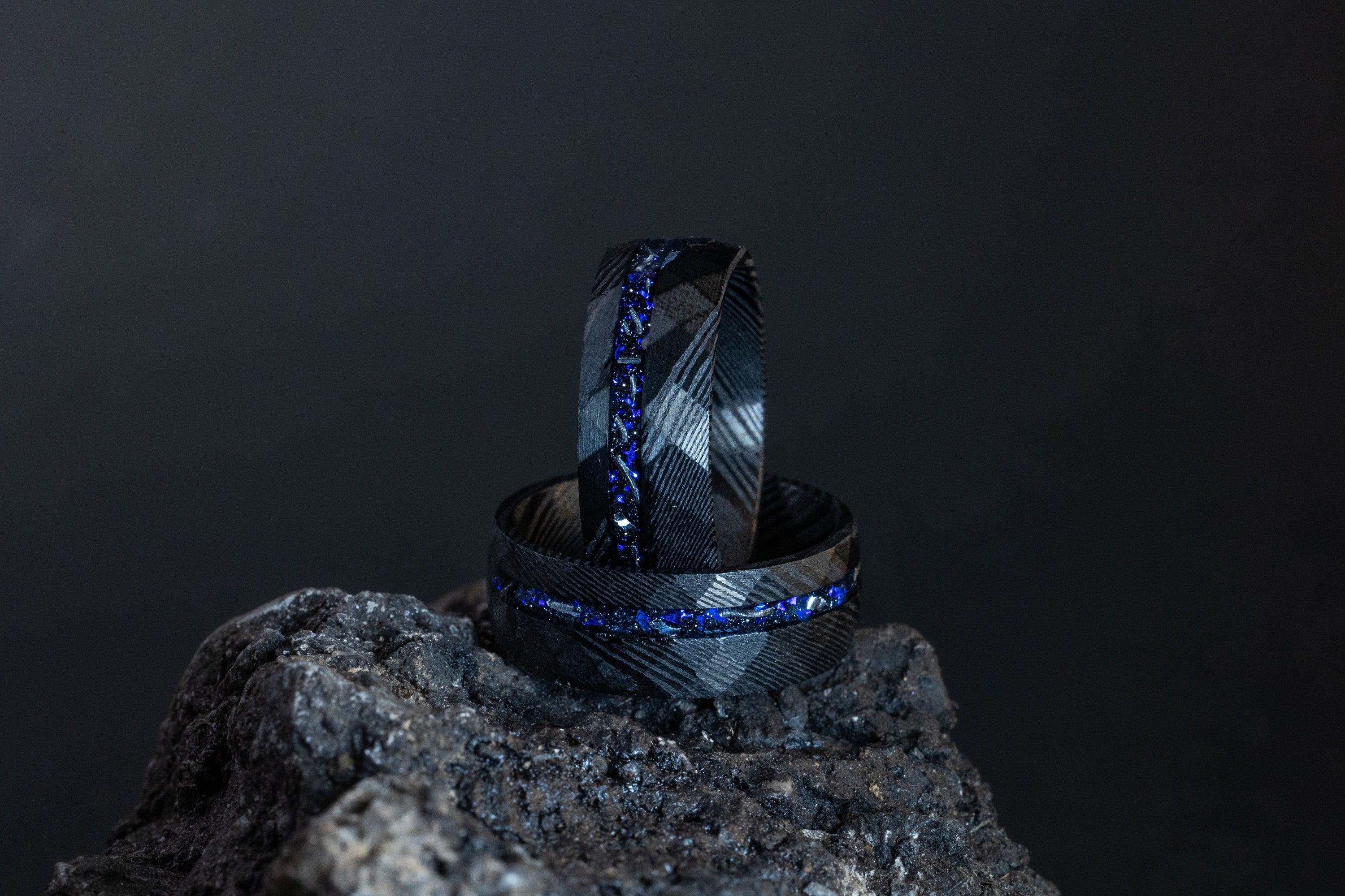 Stardust Damascus - Nebula & Meteorite Ring, 8mm