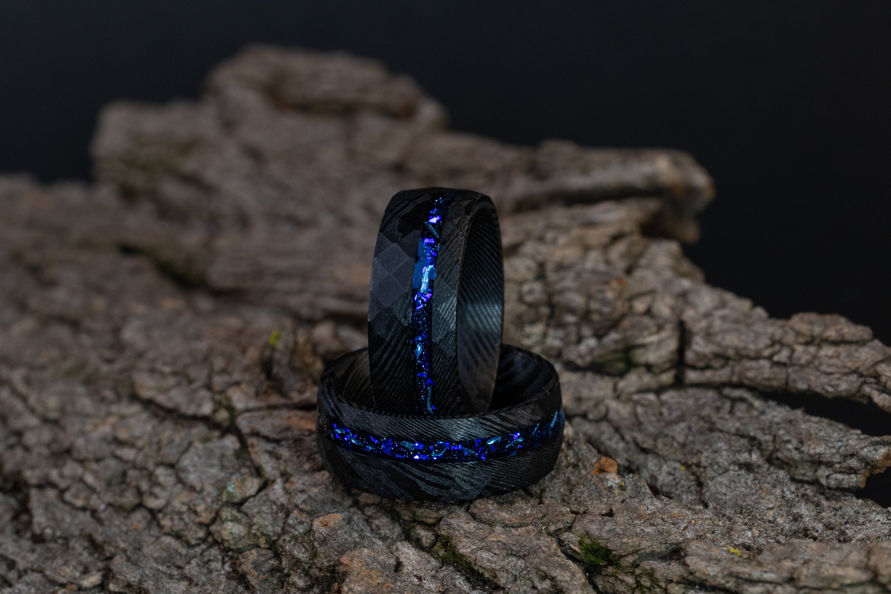 Stardust Damascus - Nebula & Meteorite Ring, 8mm
