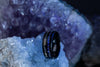 Nebula &amp; Meteorite Crushed Gold Leaf Ring, Man Wedding Band, Tungsten Black Meteorite Band, Blue Galaxy Meteorite, 8mm Ring