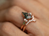 Moss Agate Ring, Natural Agate Engagement Ring in 14K Rose Gold Vermeil Kite-Cut Green Moss Agate Skye Ring, Green Gemstone Promise Ring