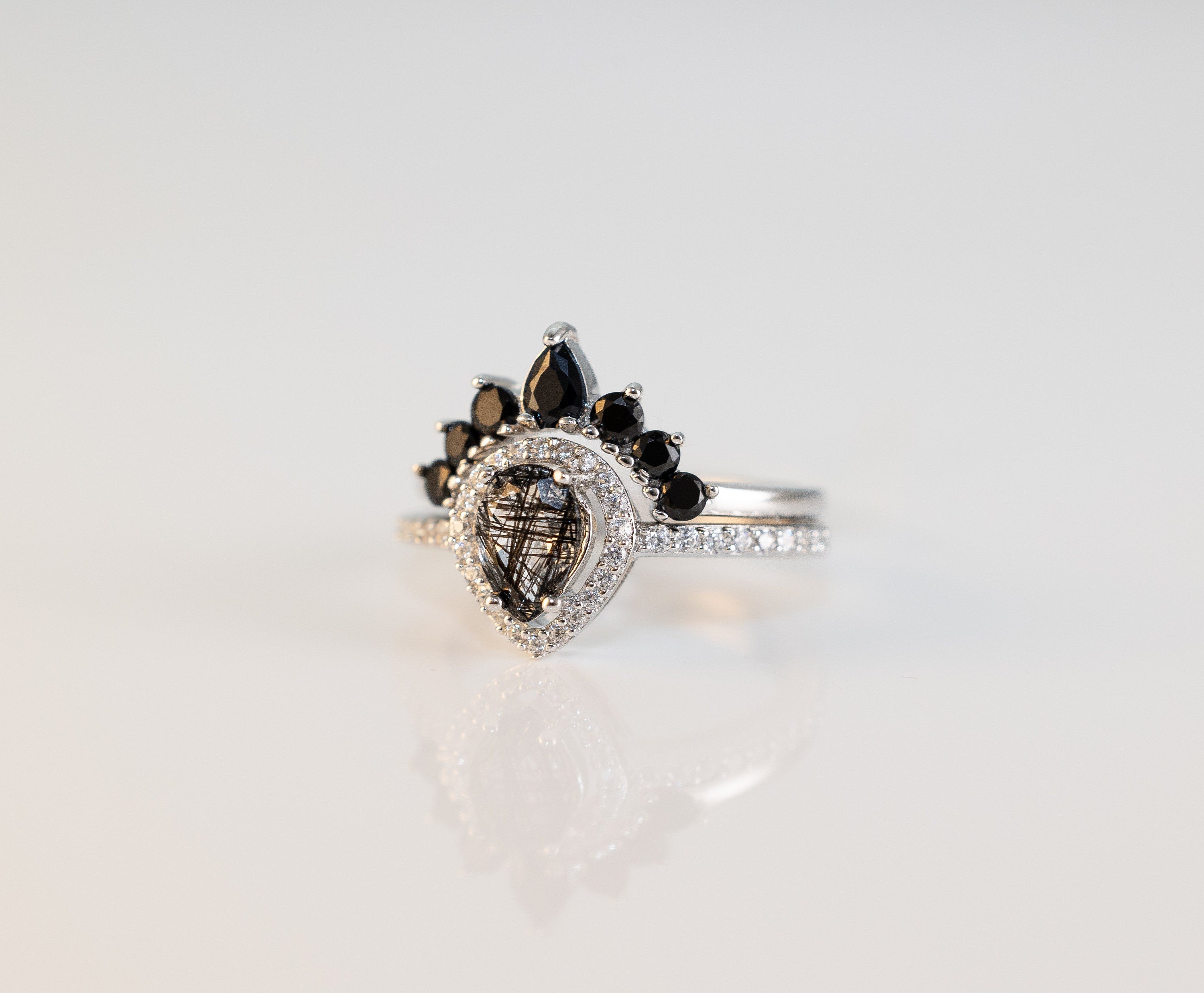 Dark Night - Natural Rutilated Quartz & Sterling Silver Ring