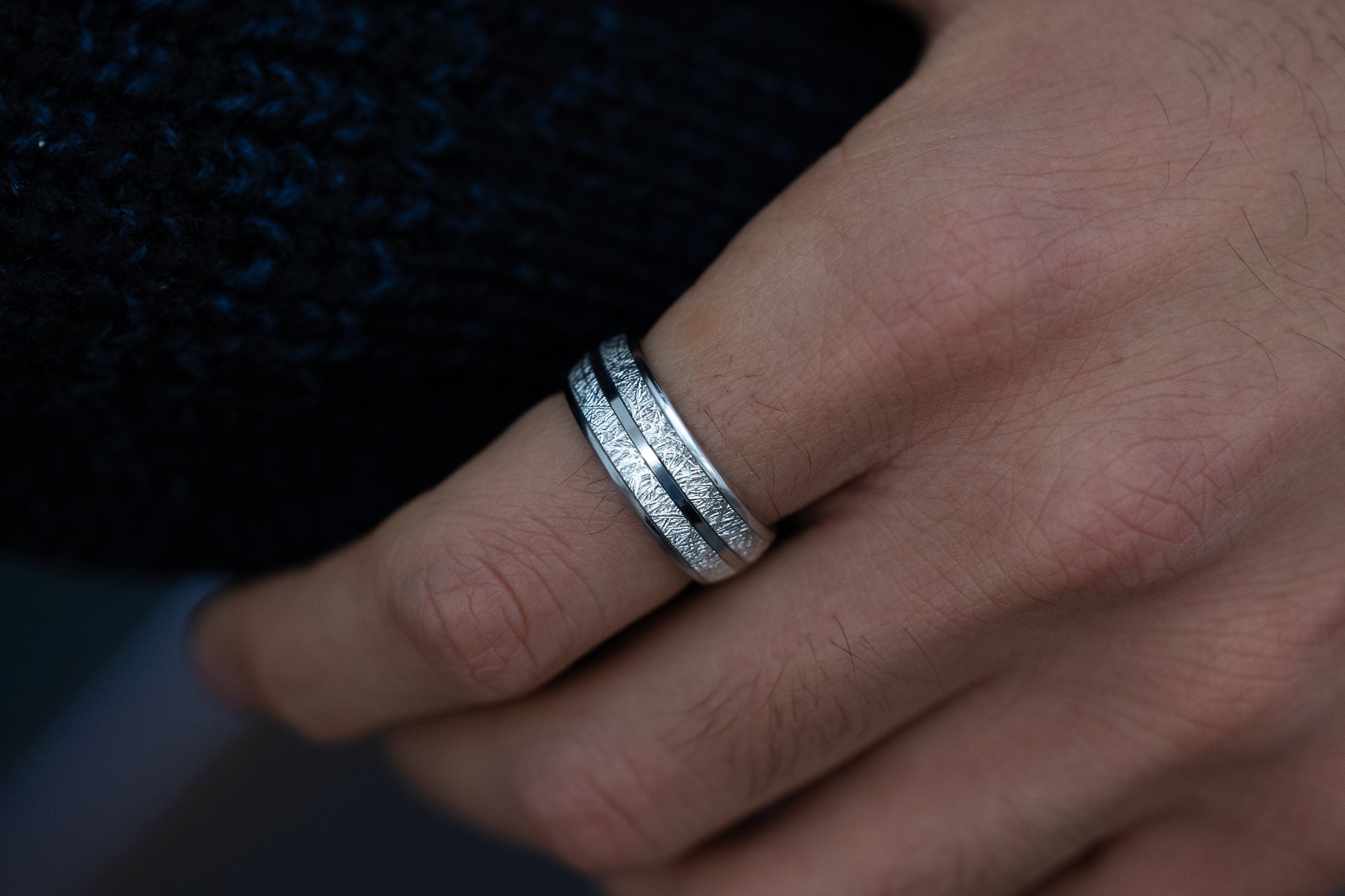 Frozen Cosmos - Silver Tungsten Ring, 8mm