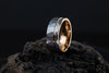 Bronzed Dawn - Hammered Tungsten Ring, Rose Gold Strip Band, 8mm