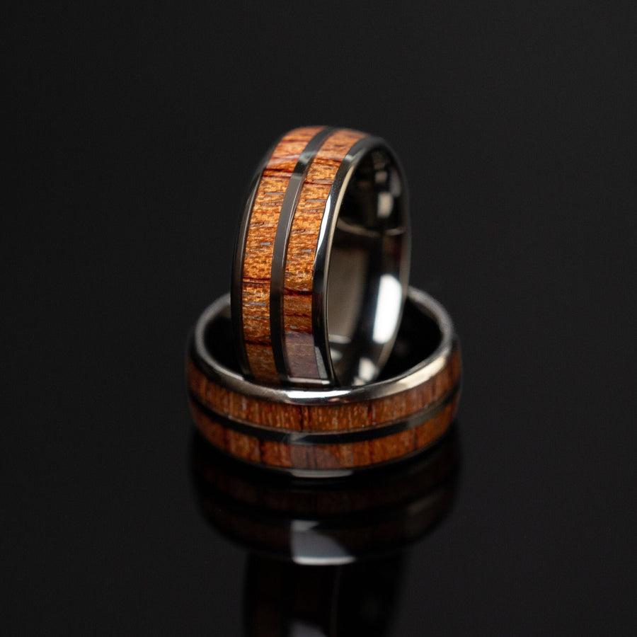 Barrel Wood - Tungsten & Whiskey Barrel Wood Inlay Ring, 8mm Width