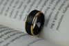 Eclipse - Black &amp; Gold Tungsten Ring, 24k Gold Plated Ring, Mens Wedding Ring, 8mm Ring