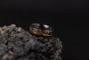 Burnt Whiskey Barrel Ring with Meteorite, Meteorite Wood Ring, Whisky Barrel Band, Wood Ring with Meteorite, Men&#39;s Wedding Band, 8mm Ring