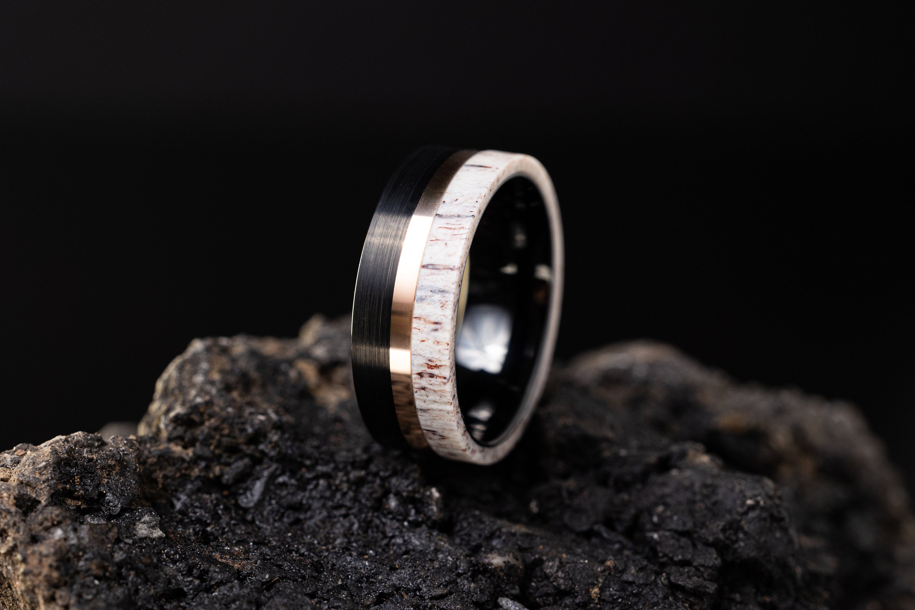 Black Antler - Deer Antler Ring, 8mm Ring