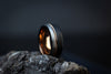 Moonlight - Tungsten Silver &amp; Black Ring, Rose Gold Inlay Band, 8mm