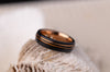 Whiskey Barrel Ring, Wood Inlay Ring, Wood Ring, Women&#39;s Wooden Wedding Ring, Wood Wedding Band, Brown Ring, Tungsten Ring, 5mm Ring