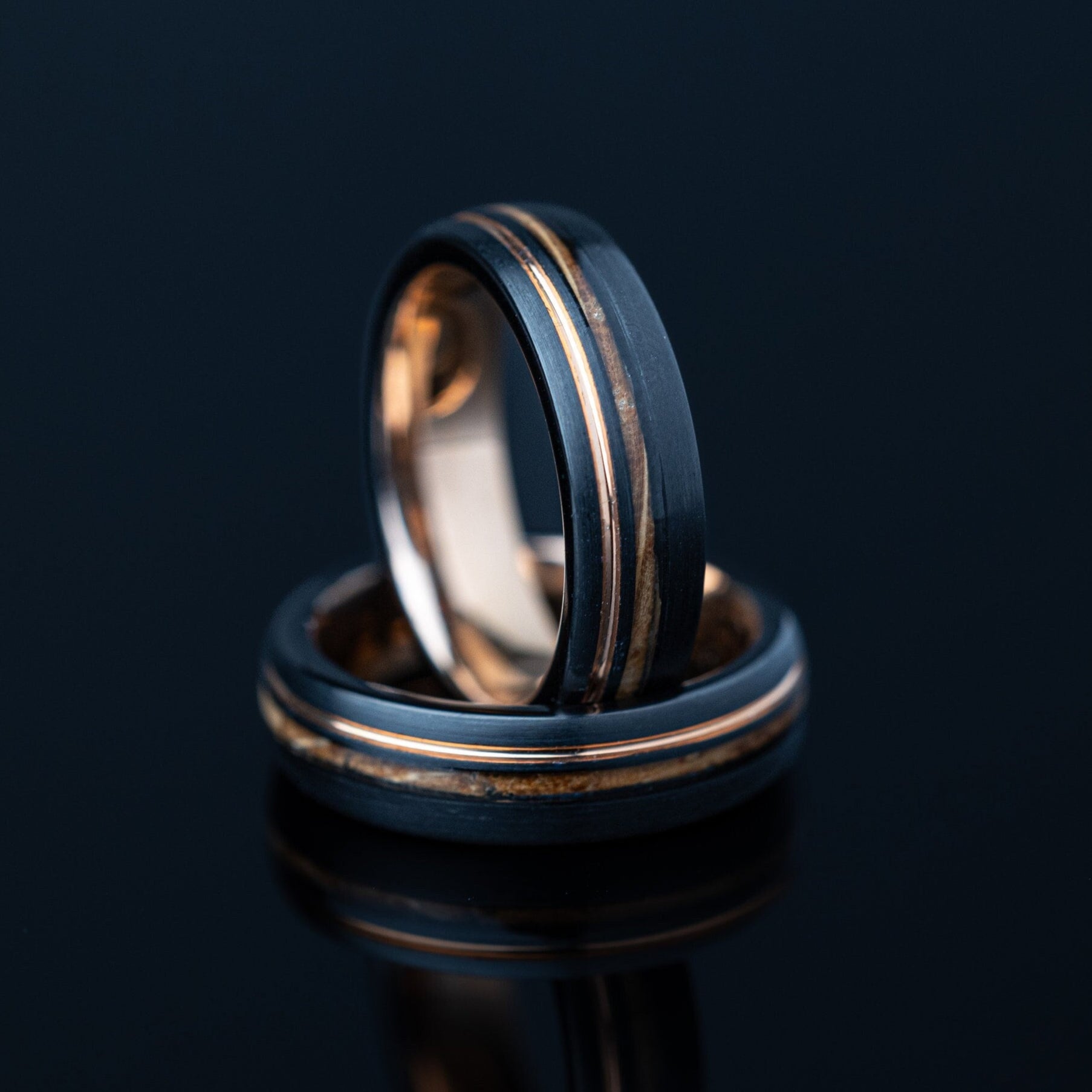 Whiskey Barrel Ring, Wood Inlay Ring, Wood Ring, Women's Wooden Wedding Ring, Wood Wedding Band, Brown Ring, Tungsten Ring, 5mm Ring