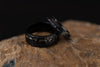 Custom Meteorite Ring, His and Her Rings, Engraved Meteorite Tungsten Ring, Couples Band, Hammered Black Ring, Faceted Ring, Wedding Band