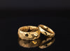 Golden Damascus - Gold Damascus Steel Ring, Hammered Damascus Band, 8mm