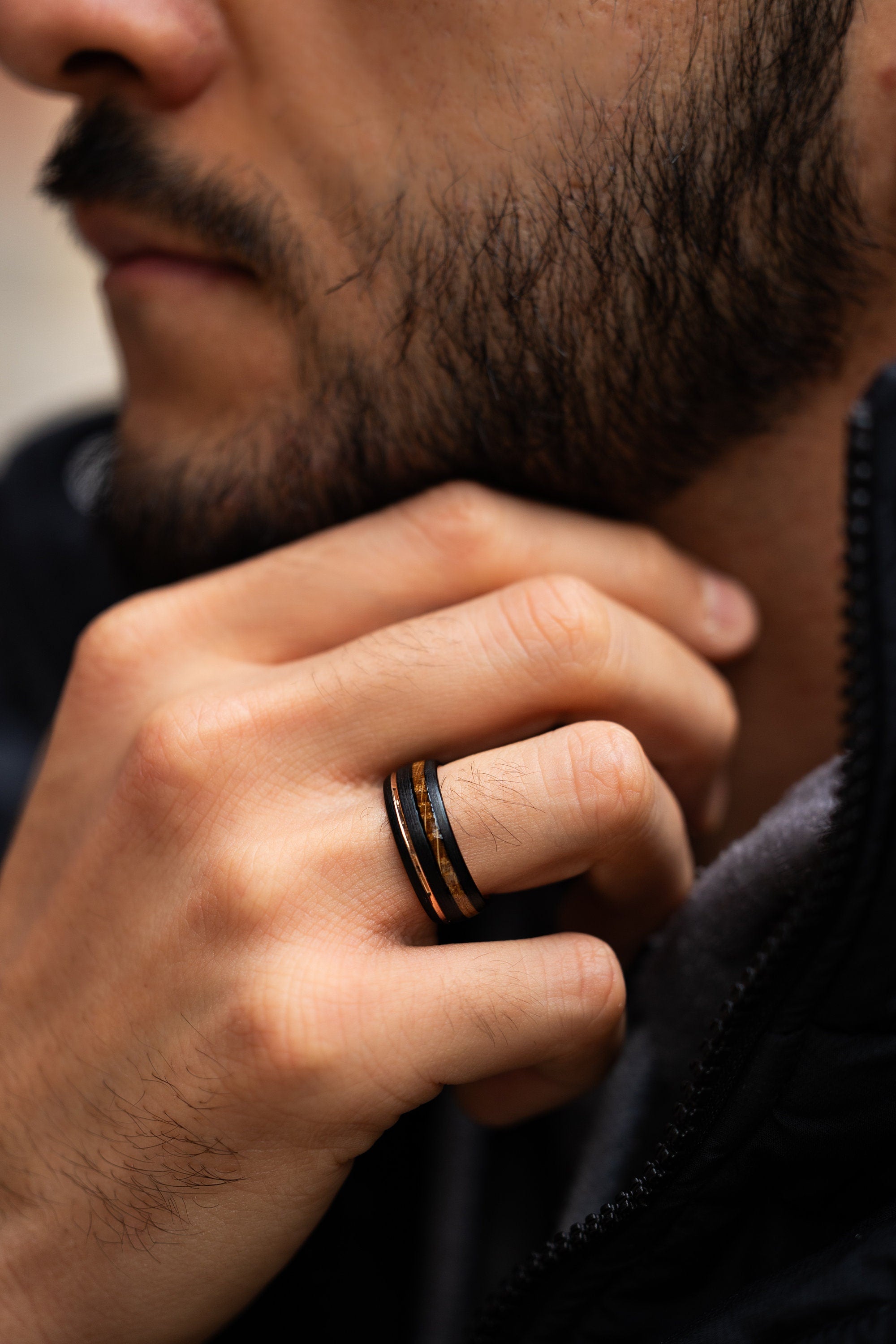 Double Whiskey Barrel Ring, Couples Ring, His and Hers Wedding Rings, Wood Inlay Ring, Wood Ring, Wooden Wedding Ring, Wood Wedding Band