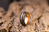 Double Whiskey Barrel Ring, Wood Inlay Ring, Wood Ring, Wooden Wedding Ring, Wood Wedding Band, Brown Ring, Tungsten Ring, 8mm Ring,