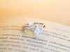 Sky Promise - Natural Moonstone Ring Set, Pear Cut Ring, Vintage Sterling Silver Ring