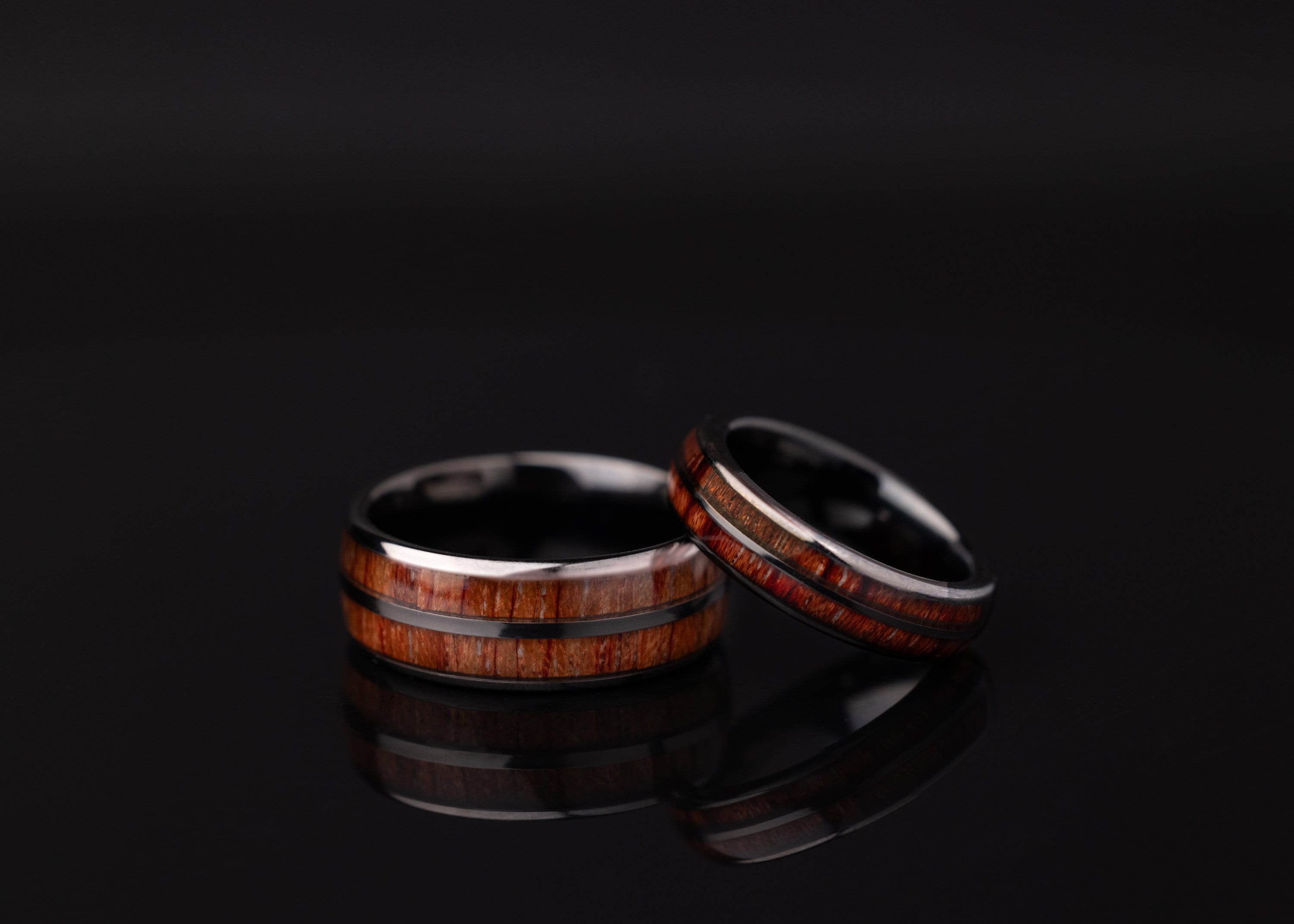 Barrel Wood - Tungsten & Whiskey Barrel Wood Inlay Ring, 8mm